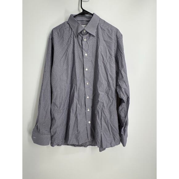 ETON Men's XXL 46/18 Black Gingham Check Color Dot Cotton Luxury Dress Shirt‎ - Picture 1 of 6